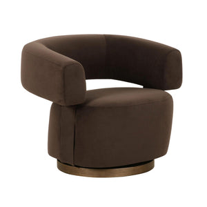 TOV Furniture River Chocolate Brown Velvet Swivel Accent Chair - Modern Design, Cozy Comfort & Durable Elegance! TOV-S69313