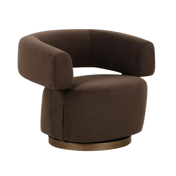 TOV Furniture River Chocolate Brown Velvet Swivel Accent Chair - Modern Design, Cozy Comfort & Durable Elegance! TOV-S69313