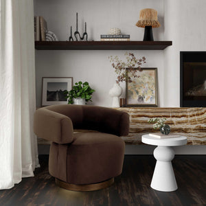 TOV Furniture River Chocolate Brown Velvet Swivel Accent Chair - Modern Design, Cozy Comfort & Durable Elegance! TOV-S69313