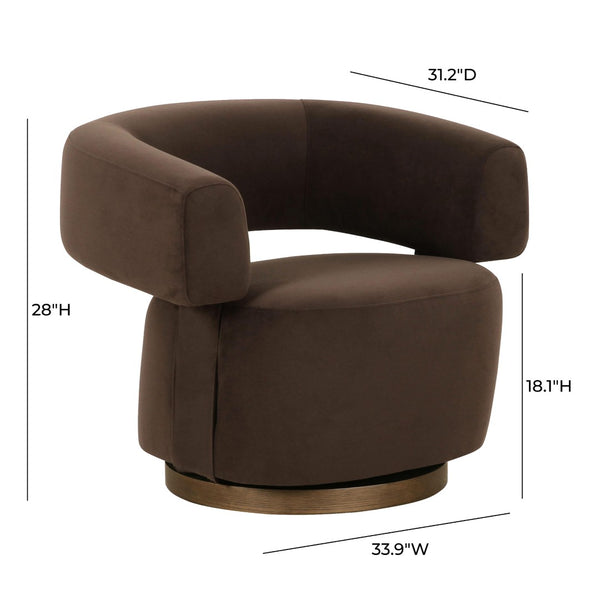 TOV Furniture River Chocolate Brown Velvet Swivel Accent Chair - Modern Design, Cozy Comfort & Durable Elegance! TOV-S69313