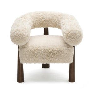 TOV Furniture Spara Plush Vegan Shearling Accent Chair – Modern Sculptural Style for Cozy Living Spaces and Nooks Natural TOV-S69379