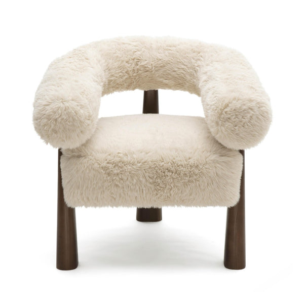 TOV Furniture Spara Plush Vegan Shearling Accent Chair – Modern Sculptural Style for Cozy Living Spaces and Nooks Natural TOV-S69379