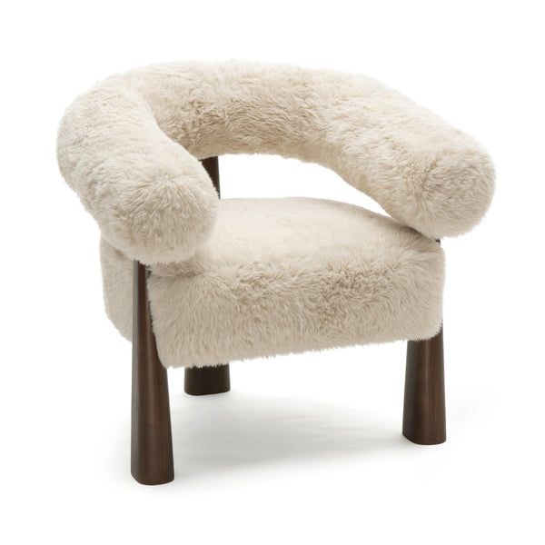 TOV Furniture Spara Plush Vegan Shearling Accent Chair – Modern Sculptural Style for Cozy Living Spaces and Nooks Natural TOV-S69379