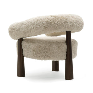 TOV Furniture Spara Plush Vegan Shearling Accent Chair – Modern Sculptural Style for Cozy Living Spaces and Nooks Natural TOV-S69379