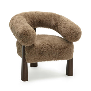 TOV Furniture Spara Plush Vegan Shearling Accent Chair – Modern Sculptural Style for Cozy Living Spaces and Nooks Taupe TOV-S69380