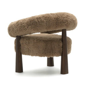 TOV Furniture Spara Plush Vegan Shearling Accent Chair – Modern Sculptural Style for Cozy Living Spaces and Nooks Taupe TOV-S69380