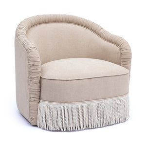 TOV Furniture Pamela Tan Chenille Tassel Lounge Chair - Elegant Comfort for Living Rooms & Boutique Spaces, Easy-Clean! TOV-S69394