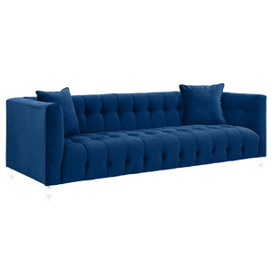 TOV Furniture Bea Velvet Tufted Sofa – Chic Design with Modern Lucite Legs for Luxurious Comfort and Style Navy TOV-S85