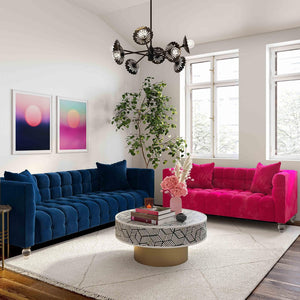 TOV Furniture Bea Velvet Tufted Sofa – Chic Design with Modern Lucite Legs for Luxurious Comfort and Style Navy TOV-S85