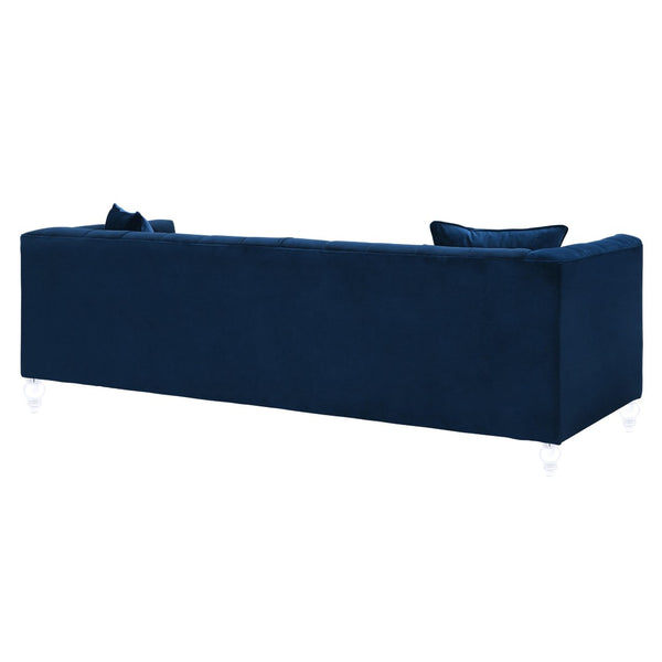 TOV Furniture Bea Velvet Tufted Sofa – Chic Design with Modern Lucite Legs for Luxurious Comfort and Style Navy TOV-S85