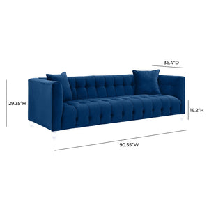TOV Furniture Bea Velvet Tufted Sofa – Chic Design with Modern Lucite Legs for Luxurious Comfort and Style Navy TOV-S85
