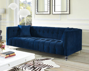 TOV Furniture Bea Velvet Tufted Sofa – Chic Design with Modern Lucite Legs for Luxurious Comfort and Style Navy TOV-S85