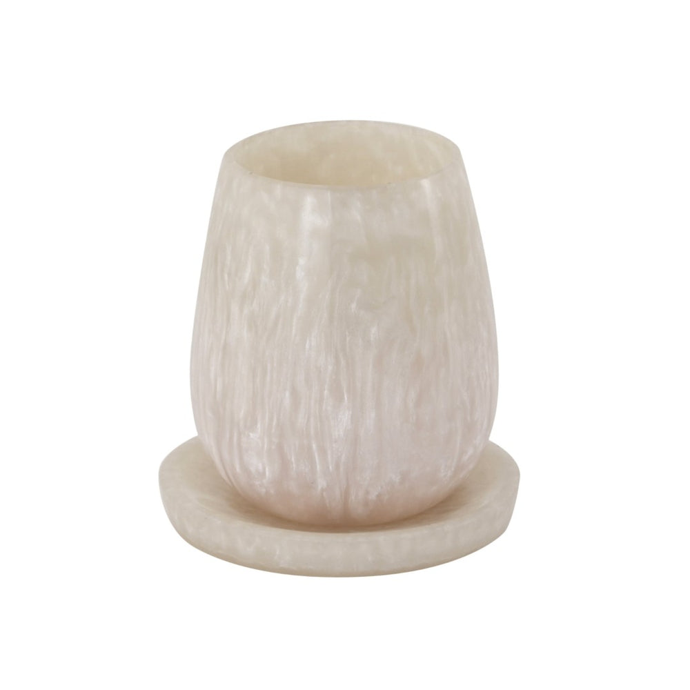TOV Furniture Rounded Swirl Resin Kiddush Cup – Handcrafted Elegance for Your Shabbat Table Blessings and More! Tan TOV-T18614