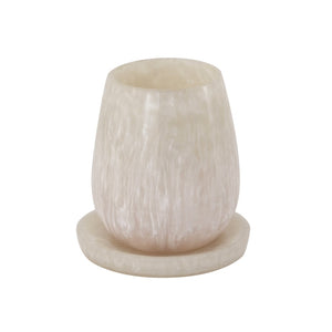 TOV Furniture Rounded Swirl Resin Kiddush Cup – Handcrafted Elegance for Your Shabbat Table Blessings and More! Tan TOV-T18614