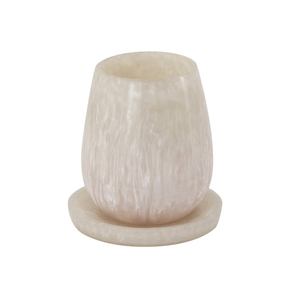TOV Furniture Rounded Swirl Resin Kiddush Cup – Handcrafted Elegance for Your Shabbat Table Blessings and More! Tan TOV-T18614