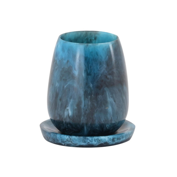 TOV Furniture Rounded Swirl Resin Kiddush Cup – Handcrafted Elegance for Your Shabbat Table Blessings and More! Blue TOV-T18615