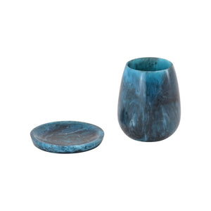 TOV Furniture Rounded Swirl Resin Kiddush Cup – Handcrafted Elegance for Your Shabbat Table Blessings and More! Blue TOV-T18615
