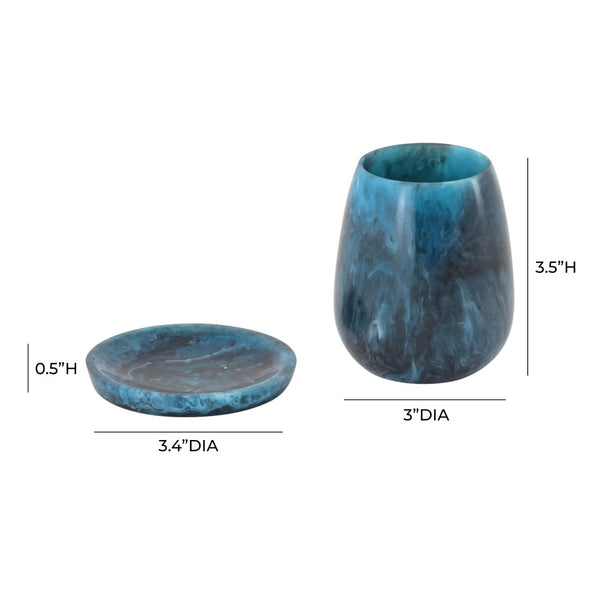 TOV Furniture Rounded Swirl Resin Kiddush Cup – Handcrafted Elegance for Your Shabbat Table Blessings and More! Blue TOV-T18615