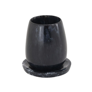 TOV Furniture Rounded Swirl Resin Kiddush Cup – Handcrafted Elegance for Your Shabbat Table Blessings and More! Black TOV-T18616