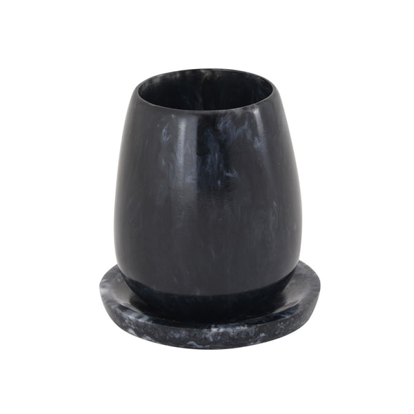 TOV Furniture Rounded Swirl Resin Kiddush Cup – Handcrafted Elegance for Your Shabbat Table Blessings and More! Black TOV-T18616