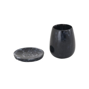 TOV Furniture Rounded Swirl Resin Kiddush Cup – Handcrafted Elegance for Your Shabbat Table Blessings and More! Black TOV-T18616