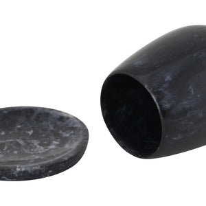 TOV Furniture Rounded Swirl Resin Kiddush Cup – Handcrafted Elegance for Your Shabbat Table Blessings and More! Black TOV-T18616