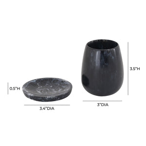 TOV Furniture Rounded Swirl Resin Kiddush Cup – Handcrafted Elegance for Your Shabbat Table Blessings and More! Black TOV-T18616