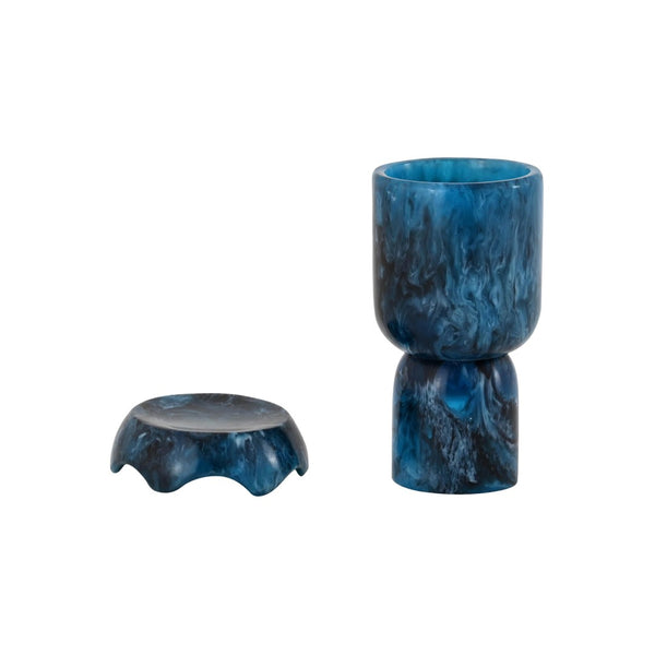 TOV Furniture Platform Swirl Resin Kiddush Cup - Handcrafted Modern Ritual Piece for Stylish Shabbat Celebrations Blue TOV-T18618