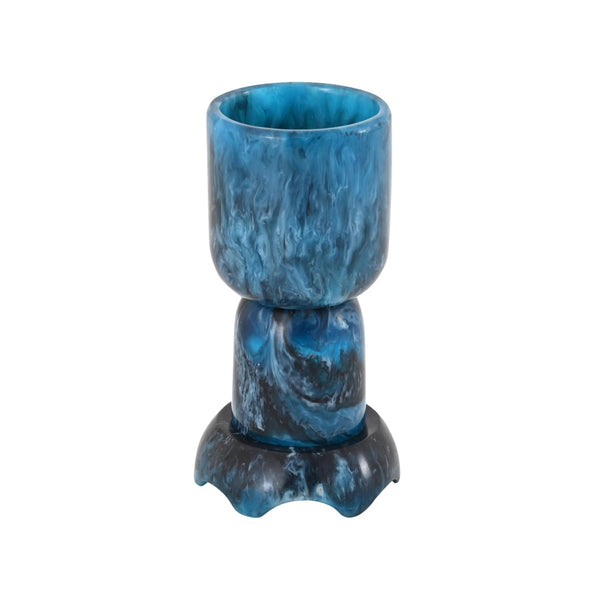 TOV Furniture Platform Swirl Resin Kiddush Cup - Handcrafted Modern Ritual Piece for Stylish Shabbat Celebrations Blue TOV-T18618