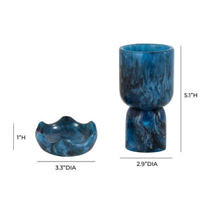 TOV Furniture Platform Swirl Resin Kiddush Cup - Handcrafted Modern Ritual Piece for Stylish Shabbat Celebrations Blue TOV-T18618