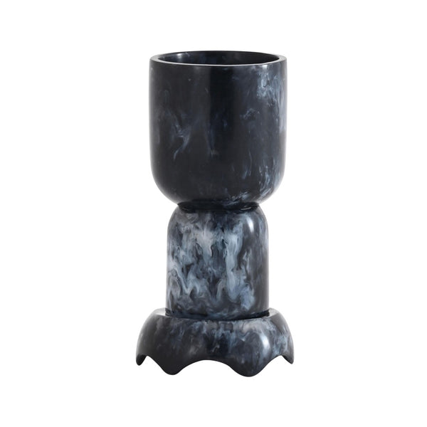 TOV Furniture Platform Swirl Resin Kiddush Cup - Handcrafted Modern Ritual Piece for Stylish Shabbat Celebrations Black TOV-T18619