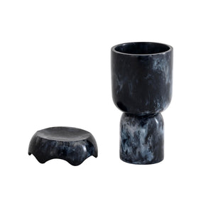 TOV Furniture Platform Swirl Resin Kiddush Cup - Handcrafted Modern Ritual Piece for Stylish Shabbat Celebrations Black TOV-T18619