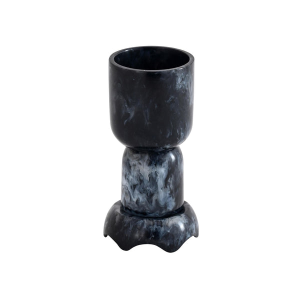 TOV Furniture Platform Swirl Resin Kiddush Cup - Handcrafted Modern Ritual Piece for Stylish Shabbat Celebrations Black TOV-T18619