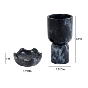 TOV Furniture Platform Swirl Resin Kiddush Cup - Handcrafted Modern Ritual Piece for Stylish Shabbat Celebrations Black TOV-T18619