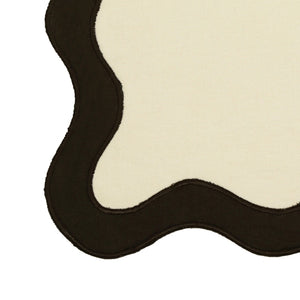 TOV Furniture Wavy Challah Cover - Handcrafted Modern Design for Shabbat Tables with Elegant Scalloped Edge Cream &amp; Black TOV-T18651