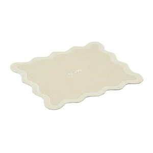 TOV Furniture Wavy Challah Cover - Handcrafted Modern Design for Shabbat Tables with Elegant Scalloped Edge Taupe TOV-T18652