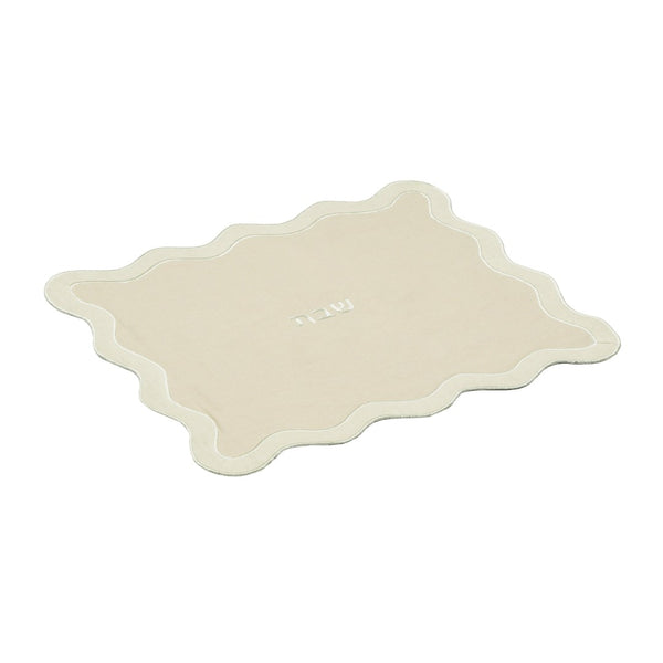 TOV Furniture Wavy Challah Cover - Handcrafted Modern Design for Shabbat Tables with Elegant Scalloped Edge Taupe TOV-T18652