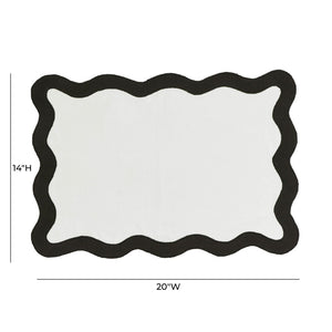 TOV Furniture Scalloped Edge Cotton Placemats - Set of 4 Chic, Durable, and Stylish for Modern Table Settings Black/White TOV-T18677