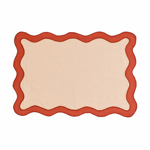 TOV Furniture Scalloped Edge Cotton Placemats - Set of 4 Chic, Durable, and Stylish for Modern Table Settings Orange/Rust TOV-T18678