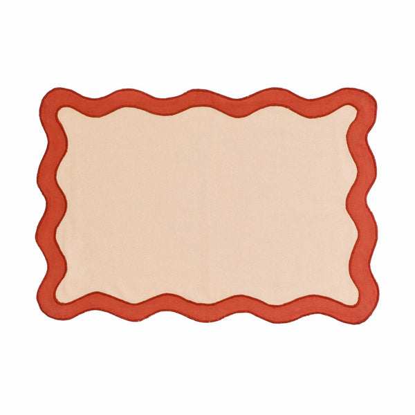 TOV Furniture Scalloped Edge Cotton Placemats - Set of 4 Chic, Durable, and Stylish for Modern Table Settings Orange/Rust TOV-T18678