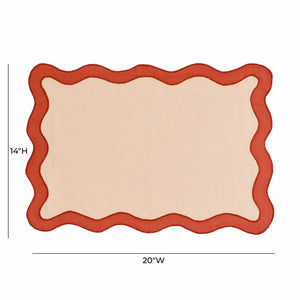 TOV Furniture Scalloped Edge Cotton Placemats - Set of 4 Chic, Durable, and Stylish for Modern Table Settings Orange/Rust TOV-T18678