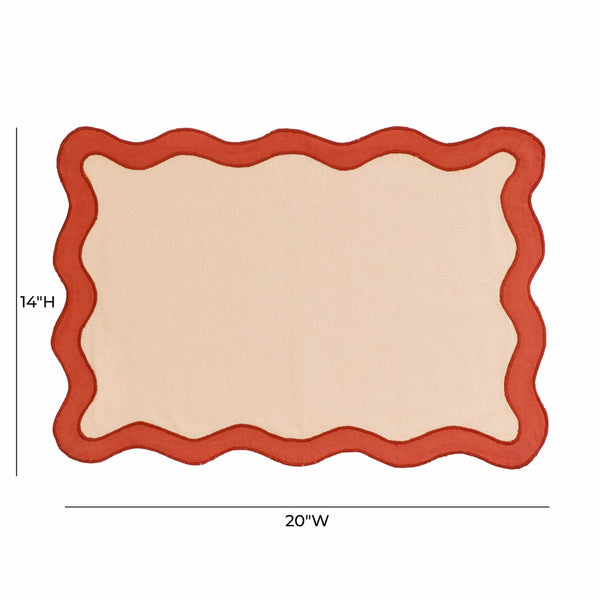 TOV Furniture Scalloped Edge Cotton Placemats - Set of 4 Chic, Durable, and Stylish for Modern Table Settings Orange/Rust TOV-T18678