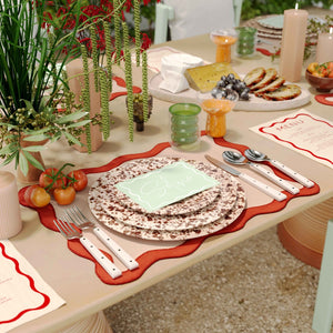 TOV Furniture Scalloped Edge Cotton Placemats - Set of 4 Chic, Durable, and Stylish for Modern Table Settings Orange/Rust TOV-T18678