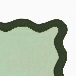 TOV Furniture Scalloped Edge Cotton Placemats - Set of 4 Chic, Durable, and Stylish for Modern Table Settings Olive Green TOV-T18679