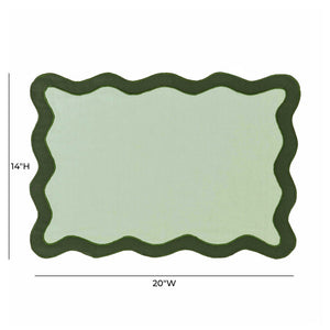 TOV Furniture Scalloped Edge Cotton Placemats - Set of 4 Chic, Durable, and Stylish for Modern Table Settings Olive Green TOV-T18679