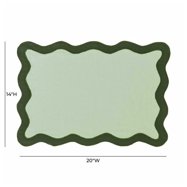 TOV Furniture Scalloped Edge Cotton Placemats - Set of 4 Chic, Durable, and Stylish for Modern Table Settings Olive Green TOV-T18679