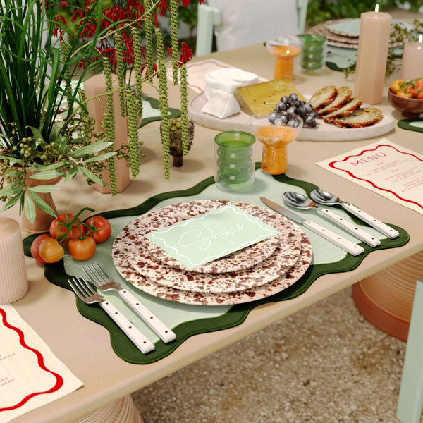 TOV Furniture Scalloped Edge Cotton Placemats - Set of 4 Chic, Durable, and Stylish for Modern Table Settings Olive Green TOV-T18679