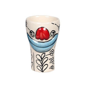 TOV Furniture Velma Ceramic Glasses Set of 4 - Hand-Painted Goofy Designs for Fun Sips & Unique Gifting TOV-T18763
