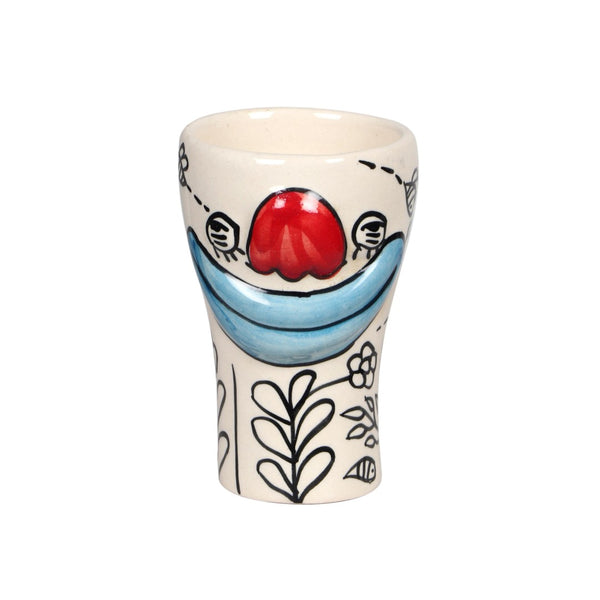TOV Furniture Velma Ceramic Glasses Set of 4 - Hand-Painted Goofy Designs for Fun Sips & Unique Gifting TOV-T18763