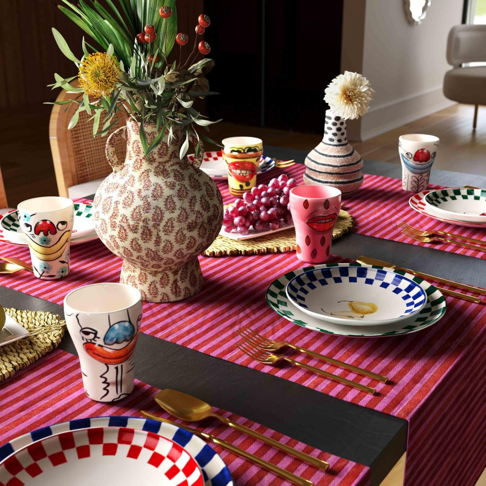 TOV Furniture Velma Ceramic Glasses Set of 4 - Hand-Painted Goofy Designs for Fun Sips & Unique Gifting TOV-T18763